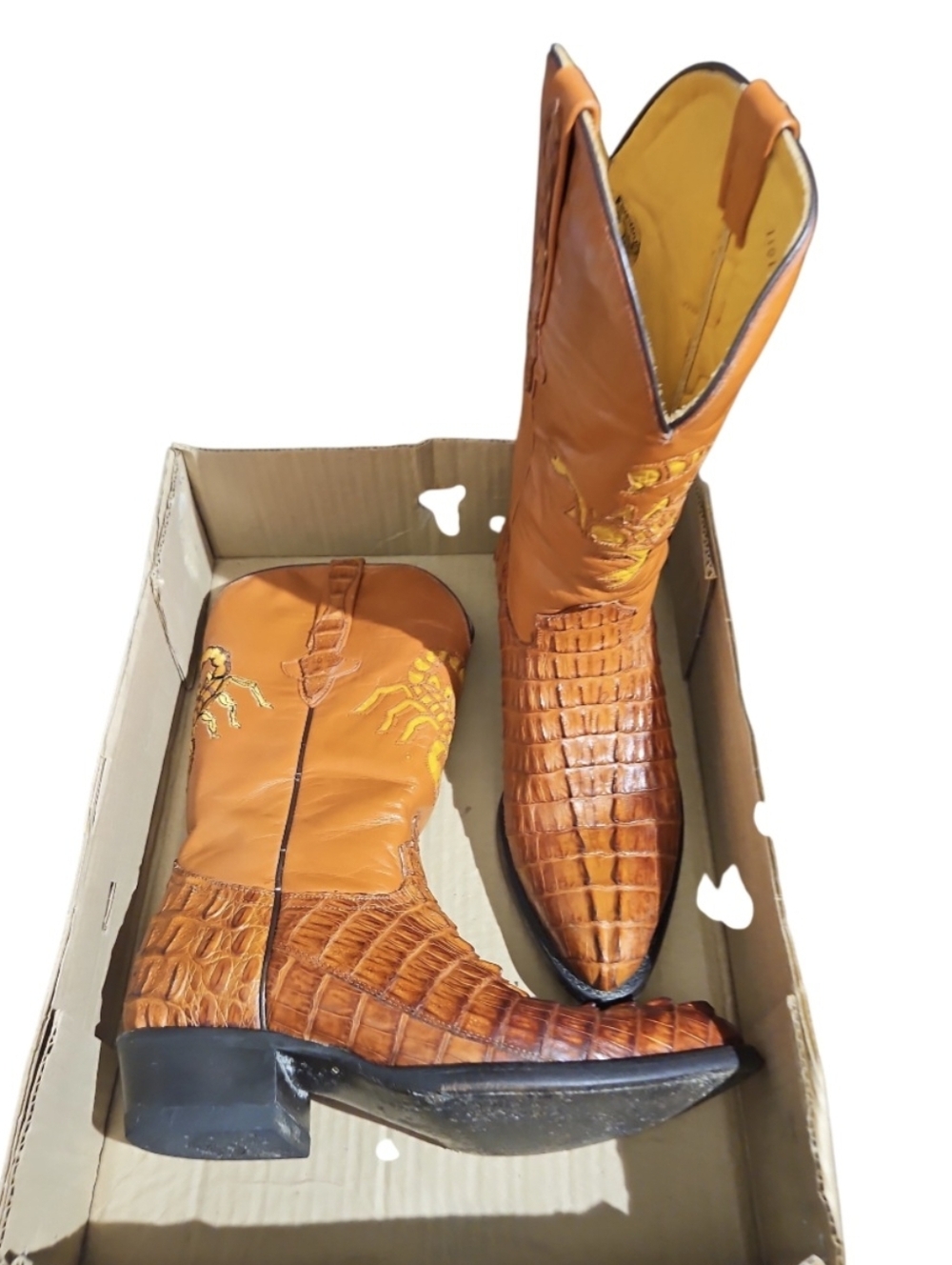 El Alacrán de Durango Western Boots Exotic Caiman Tail 8.5 Cognac Style 7934 - Picture 6 of 17